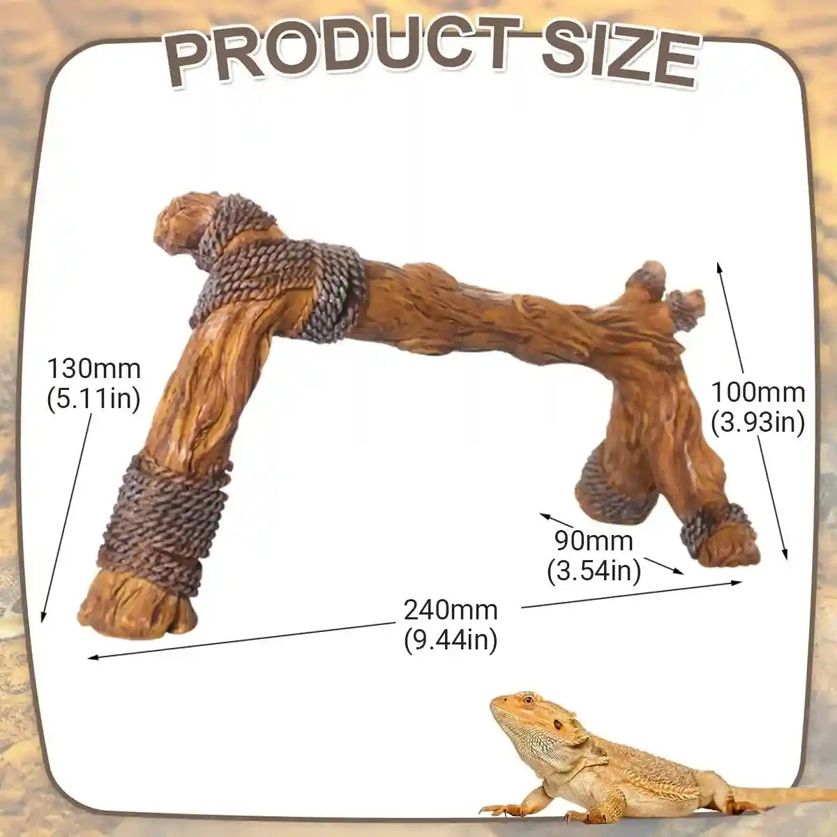 Natural Terrarium Reptile Climbing Frame with Hemp Rope for Pets