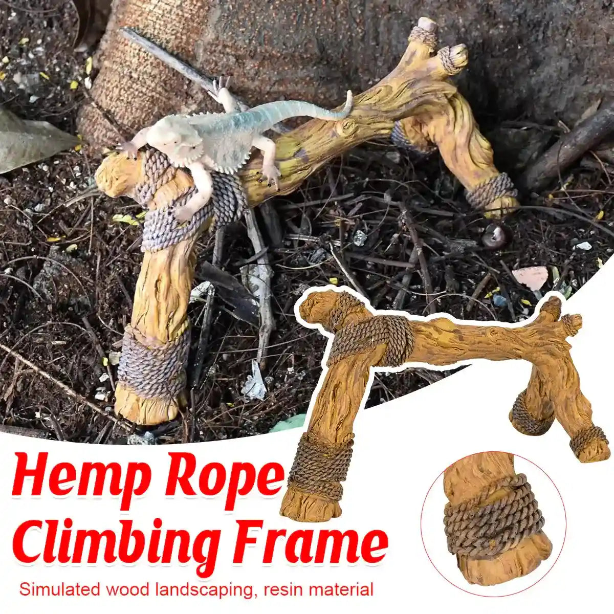 Reptile climbing frame with hemp rope for terrarium use
