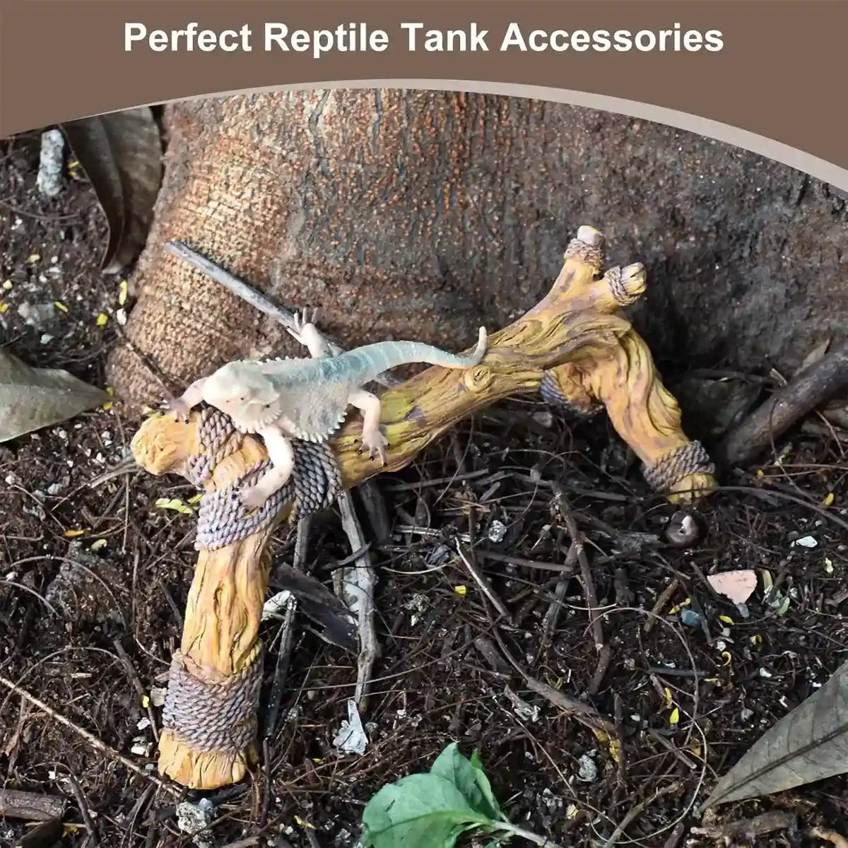 Natural Terrarium Reptile Climbing Frame with Hemp Rope for Pets