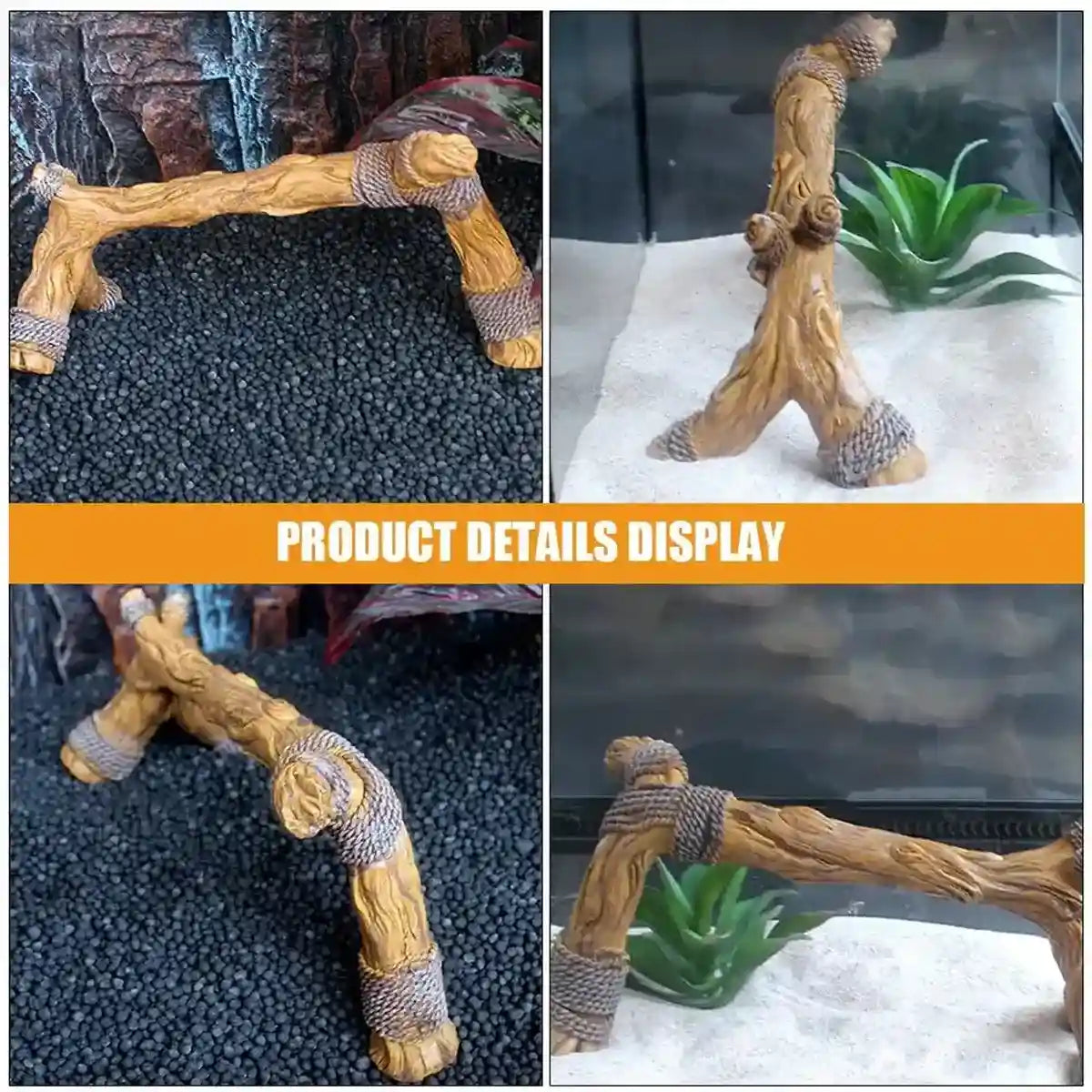 Natural Terrarium Reptile Climbing Frame with Hemp Rope for Pets
