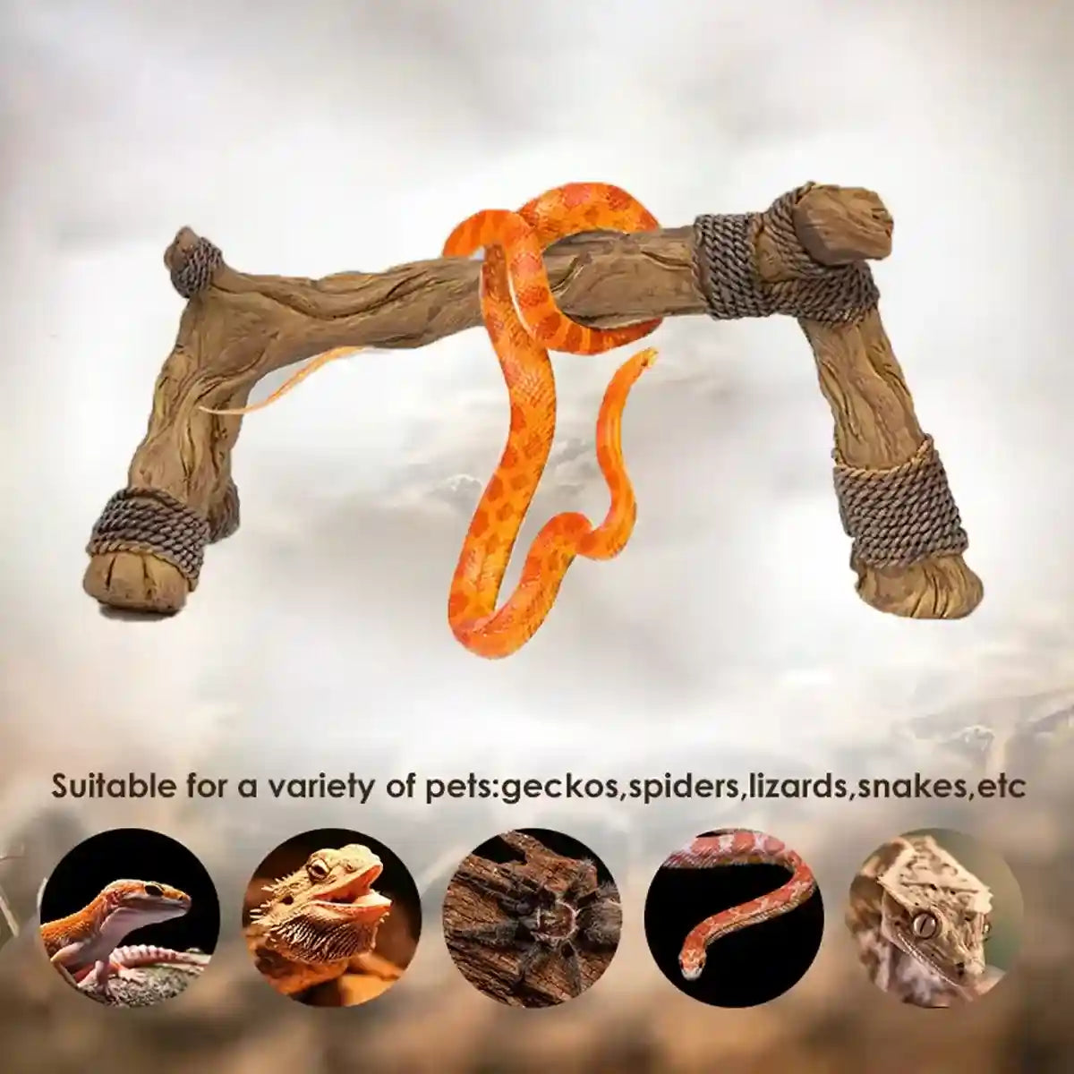 Natural Terrarium Reptile Climbing Frame with Hemp Rope for Pets