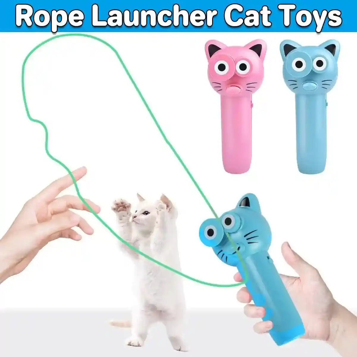 Interactive Rope Launcher Cat Toy for Play and Exercise Pet Teaser Toy for Cats