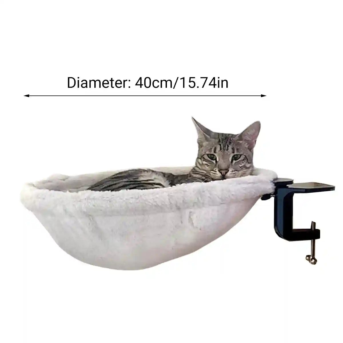 Adjustable Cat Hammock for Desk with Soft Faux Rabbit Fur