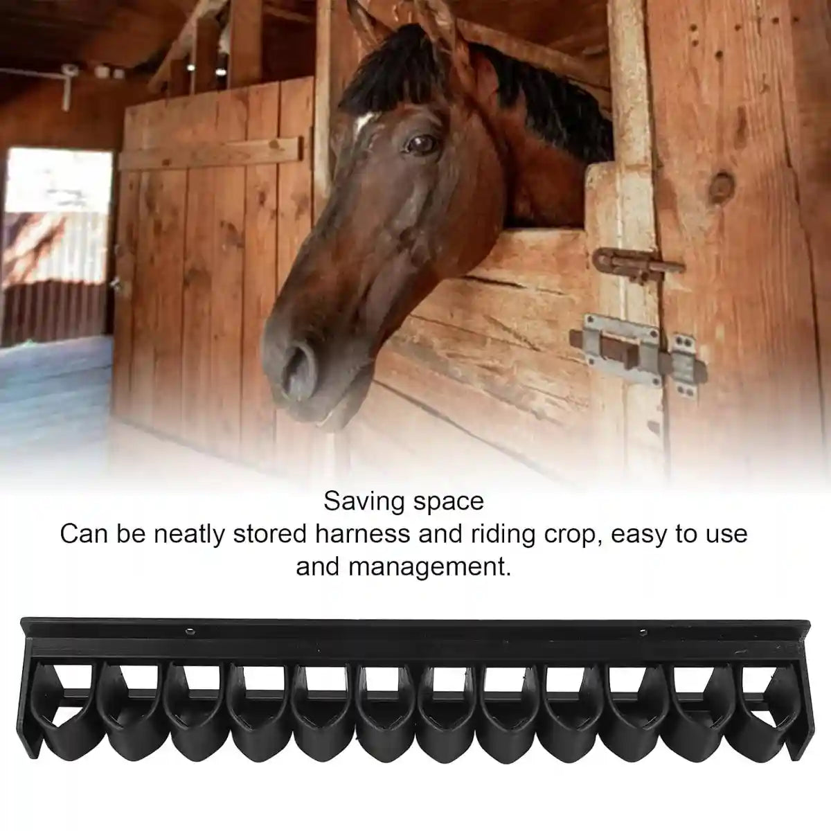 Wall-Mounted Riding Whip Rack 11 Slot Equestrian Tool Organizer