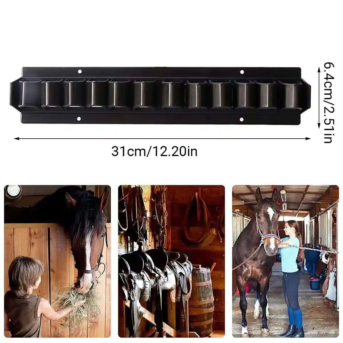 Wall-Mounted Riding Whip Rack 11 Slot Equestrian Tool Organizer