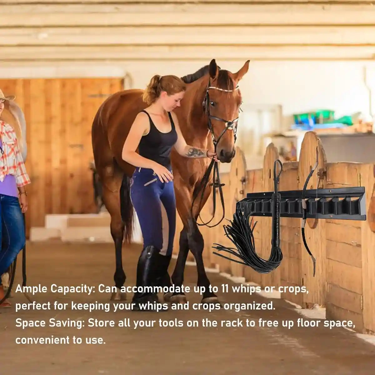 Wall-Mounted Riding Whip Rack 11 Slot Equestrian Tool Organizer