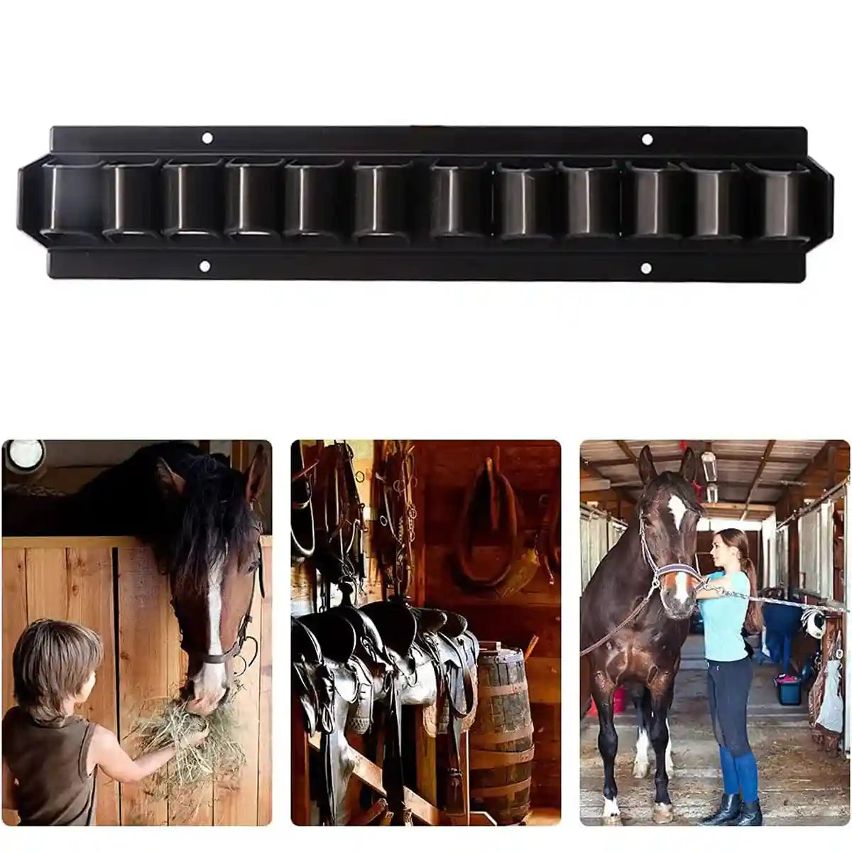 Wall-Mounted Riding Whip Rack 11 Slot Equestrian Tool Organizer