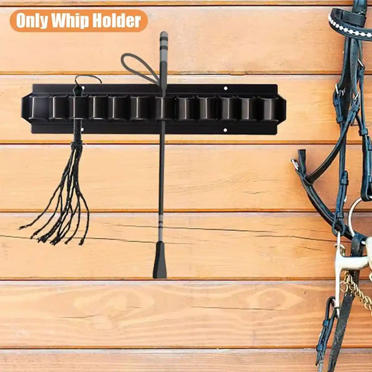 Wall-Mounted Riding Whip Rack 11 Slot Equestrian Tool Organizer