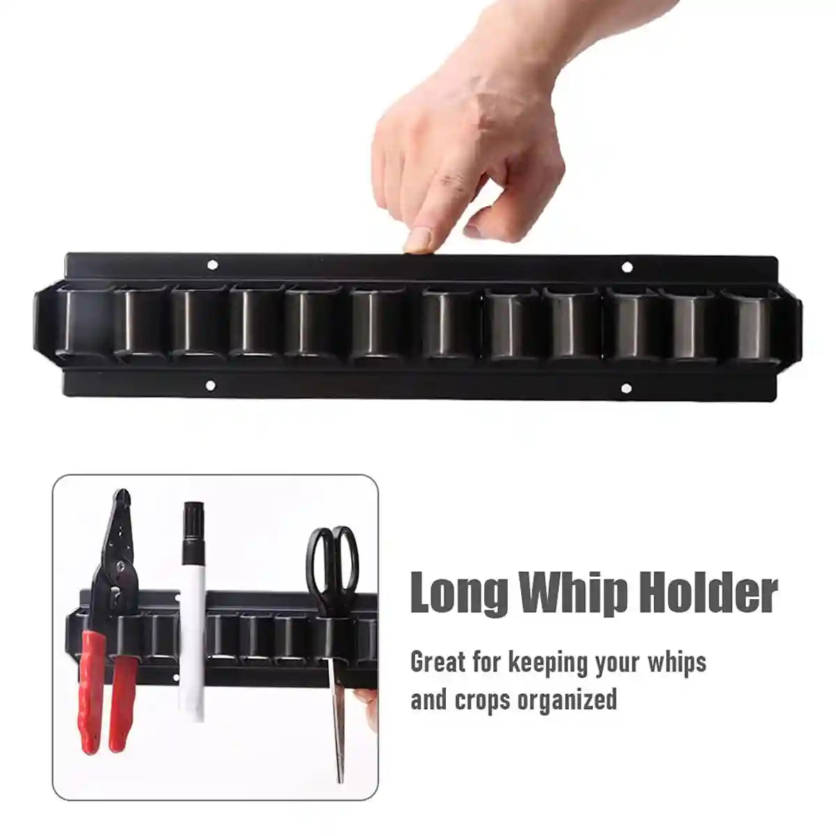 Wall-Mounted Riding Whip Rack 11 Slot Equestrian Tool Organizer