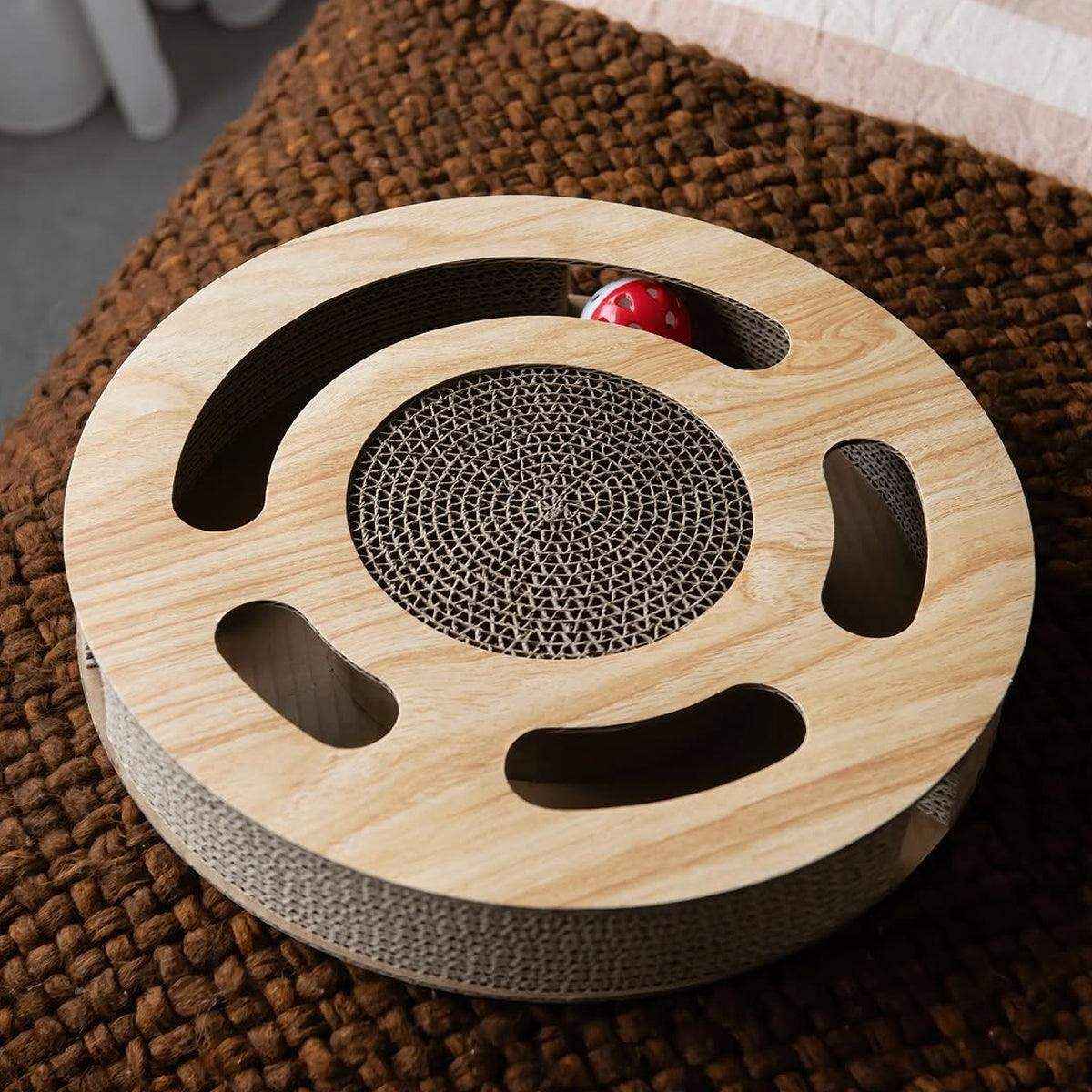 Interactive Cat Scratching Toy Claw Pad & Turntable Ball Track