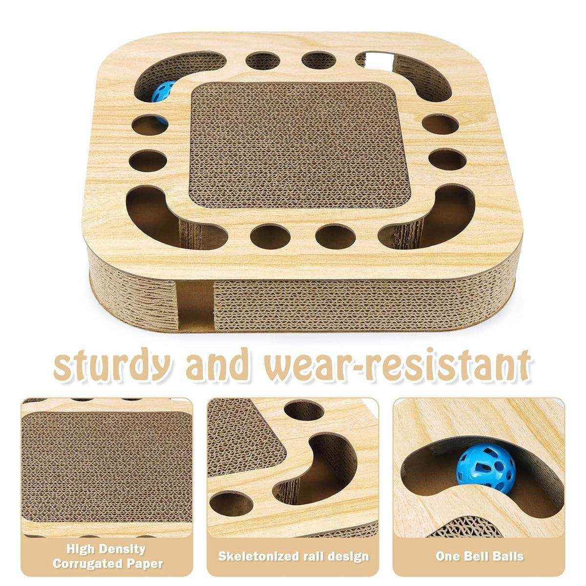 Interactive Cat Scratching Toy Claw Pad & Turntable Ball Track