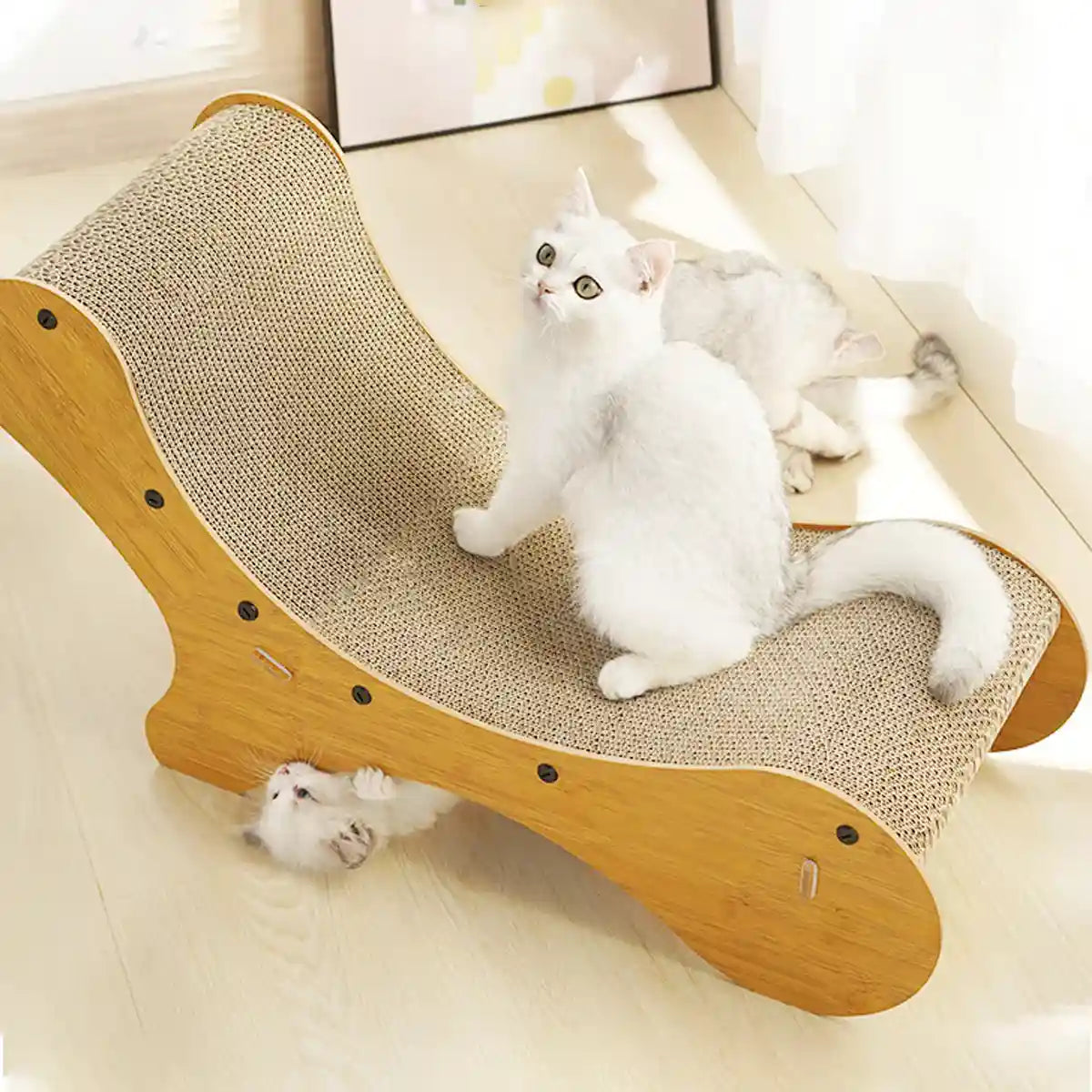 2-in-1 Cat Scratching Lounger with Curved Cardboard Surface