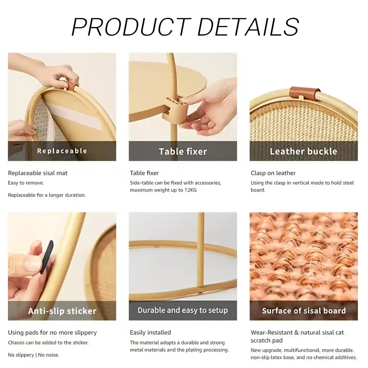 Multifunctional Cat Scratching Board with Replaceable Sisal Mat