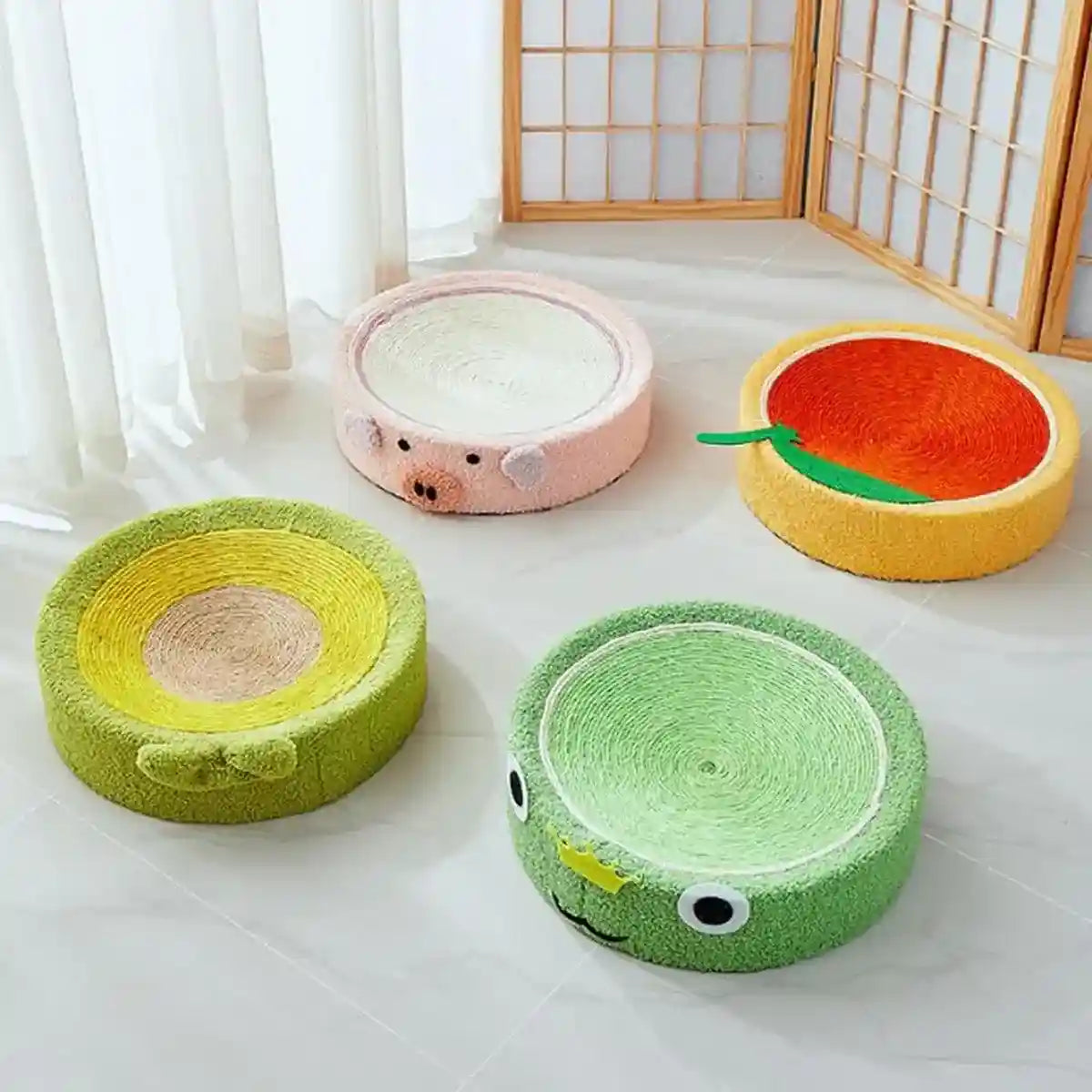 Cartoon-Inspired Cat Bed with Sisal Surface Multi-Use Cat Scratching Board