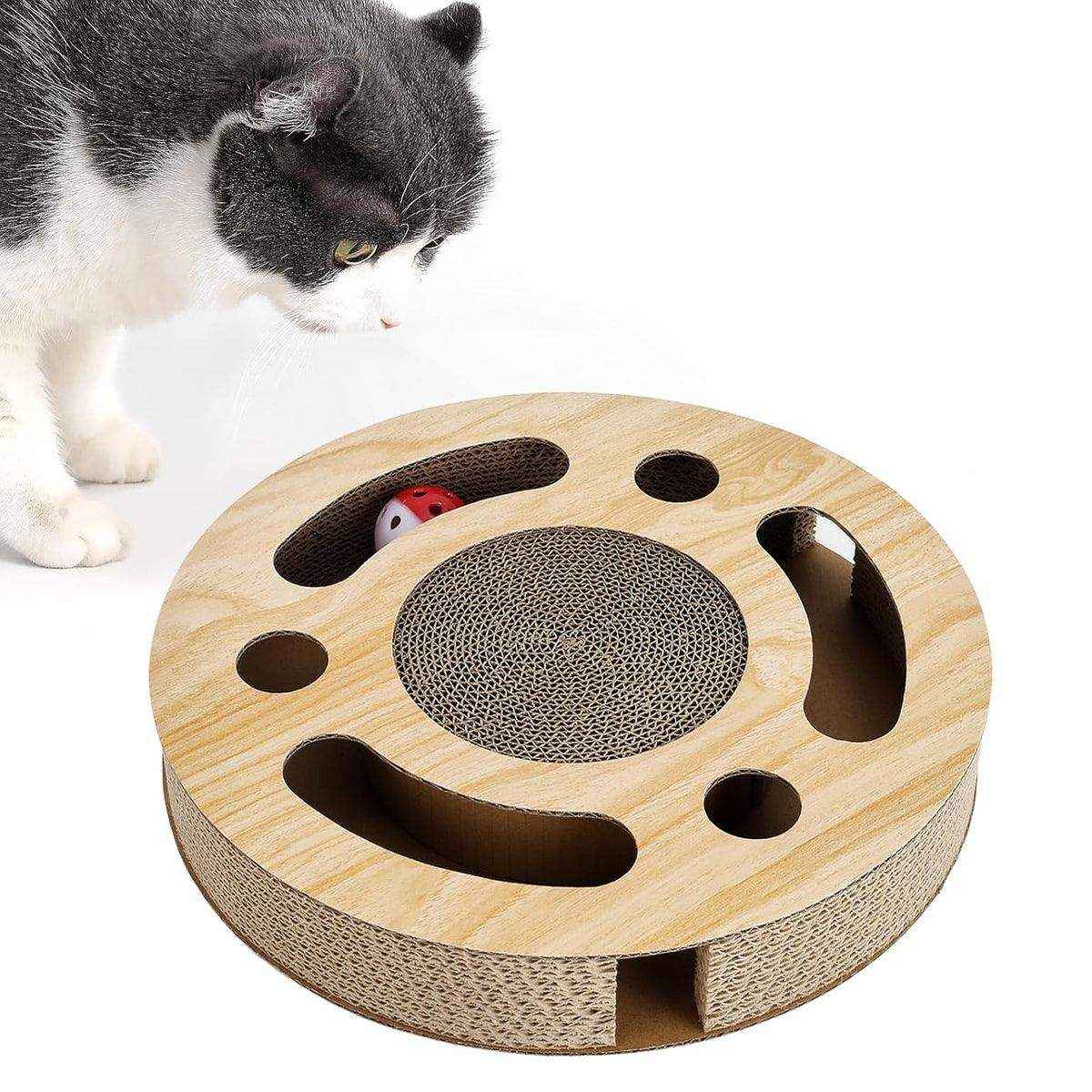 Interactive Cat Scratching Toy Claw Pad & Turntable Ball Track
