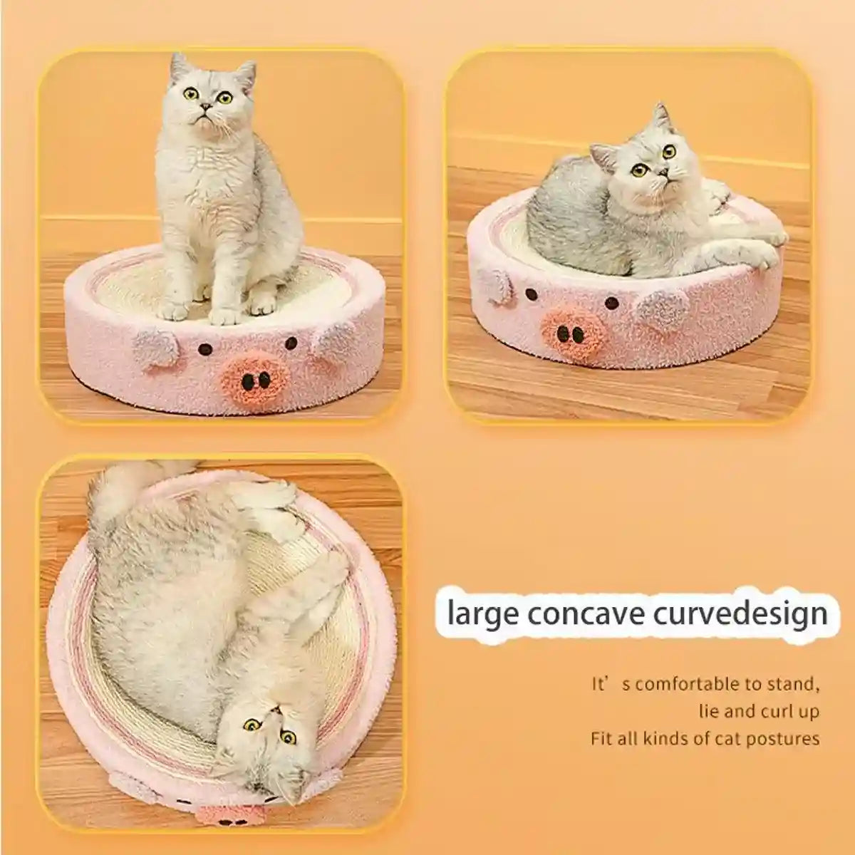 Cartoon-Inspired Cat Bed with Sisal Surface Multi-Use Cat Scratching Board