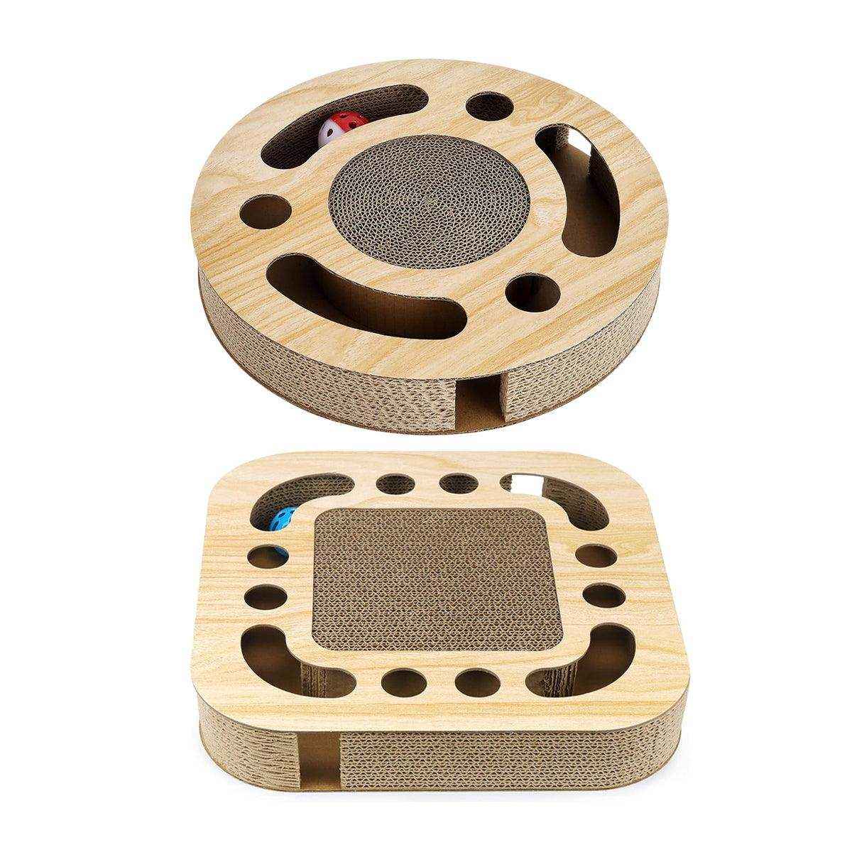 Interactive Cat Scratching Toy Claw Pad & Turntable Ball Track