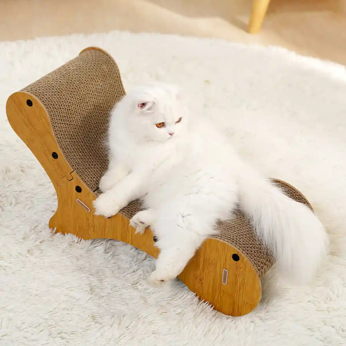 2-in-1 Cat Scratching Lounger with Curved Cardboard Surface