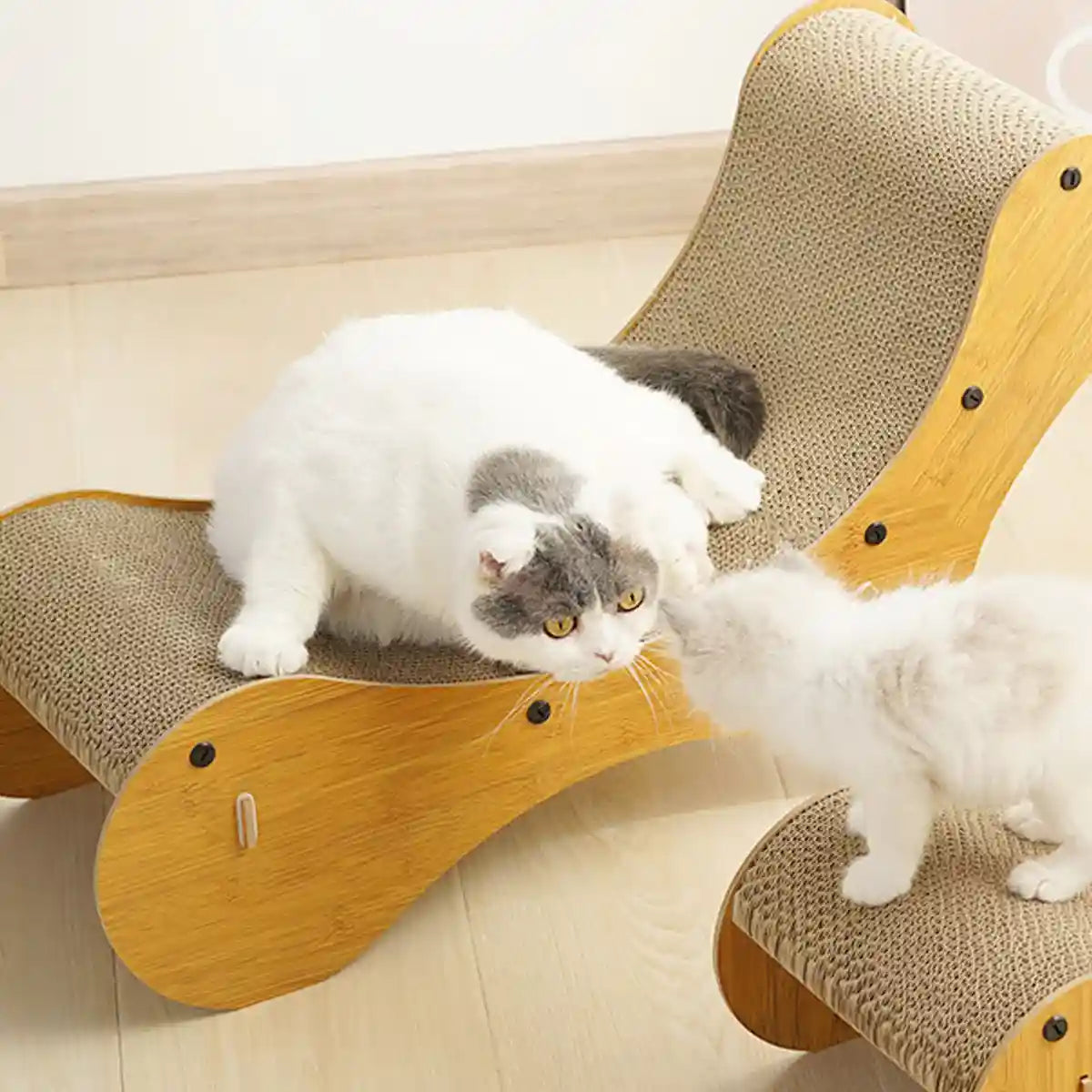 2-in-1 Cat Scratching Lounger with Curved Cardboard Surface