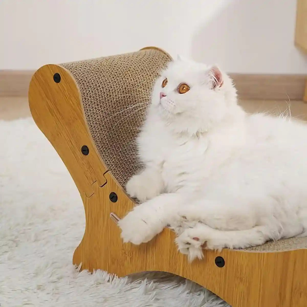 2-in-1 Cat Scratching Lounger with Curved Cardboard Surface