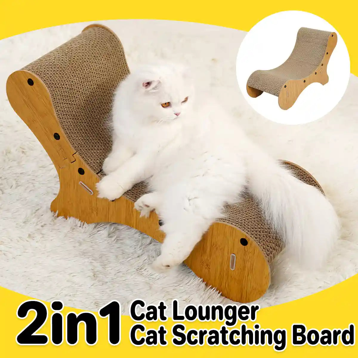 2-in-1 Cat Scratching Lounger with Curved Cardboard Surface