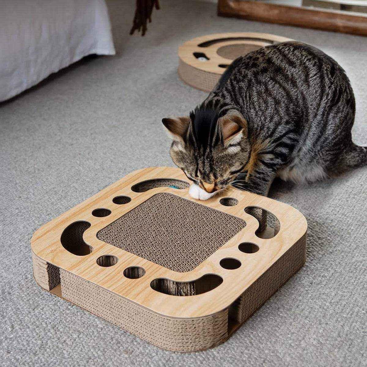 Interactive Cat Scratching Toy Claw Pad & Turntable Ball Track