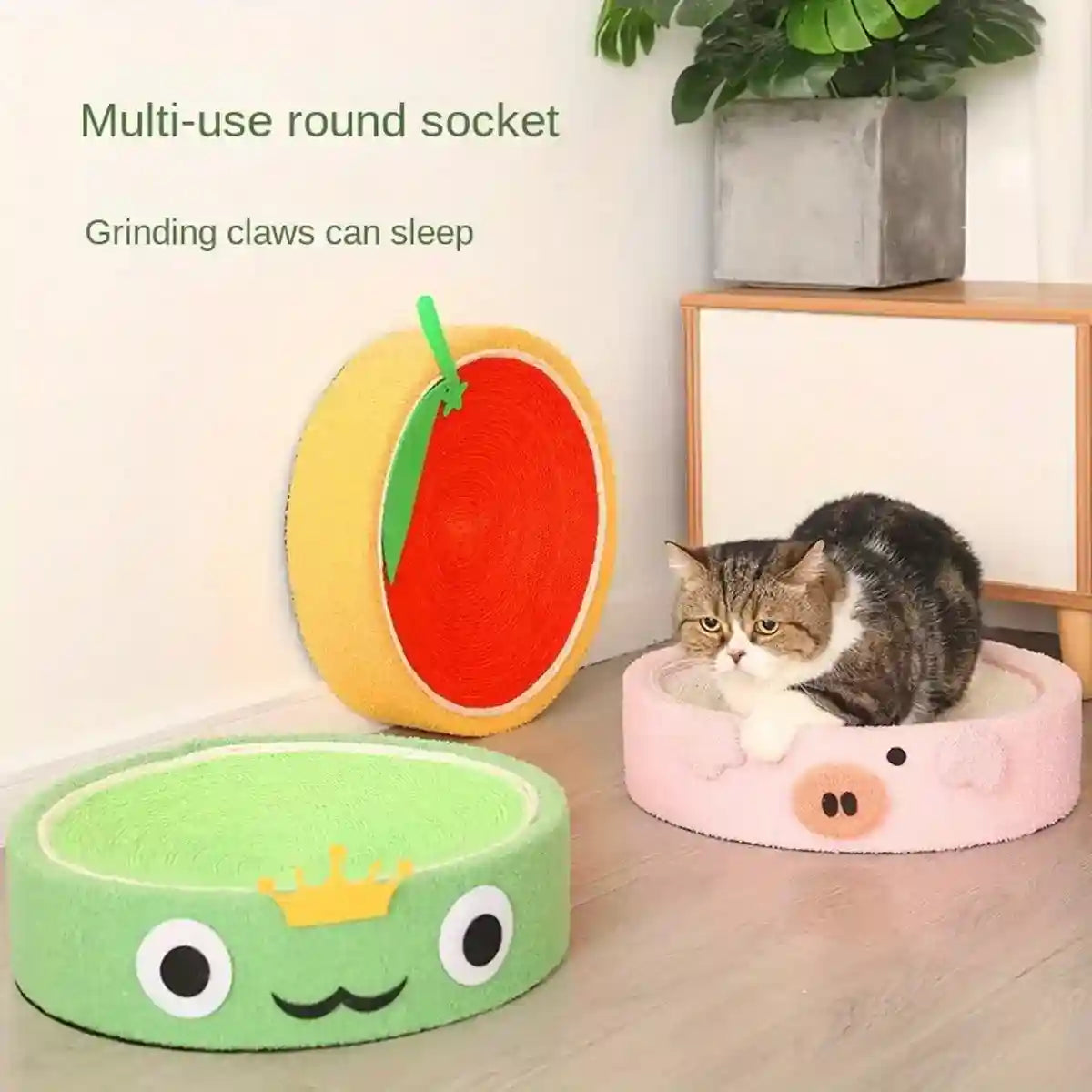 Cartoon-Inspired Cat Bed with Sisal Surface Multi-Use Cat Scratching Board