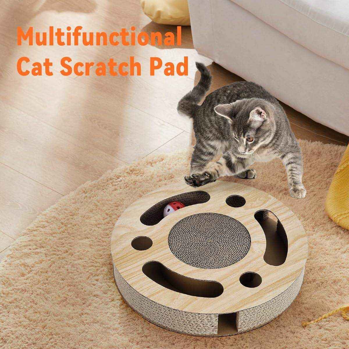 Interactive Cat Scratching Toy Claw Pad & Turntable Ball Track