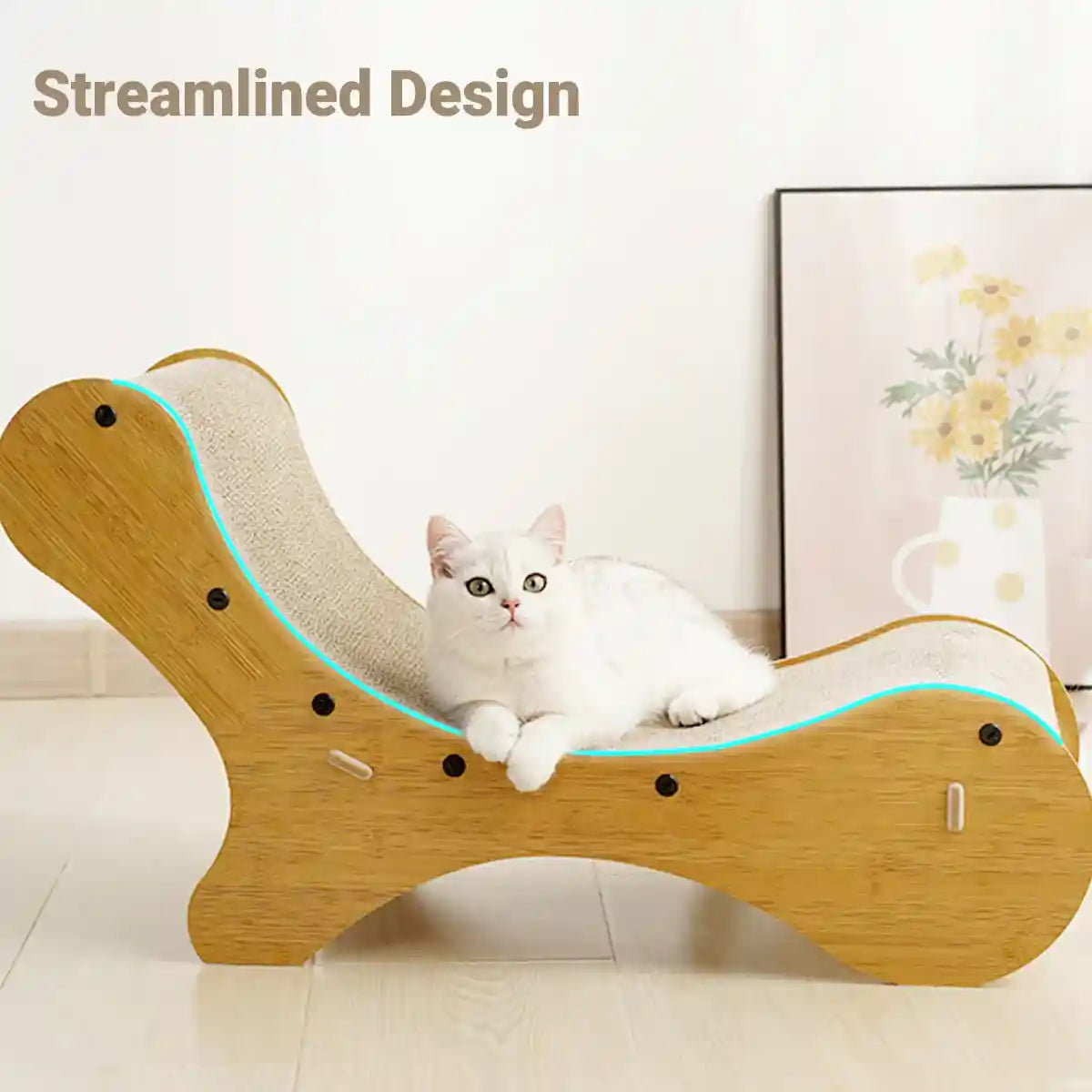 2-in-1 Cat Scratching Lounger with Curved Cardboard Surface