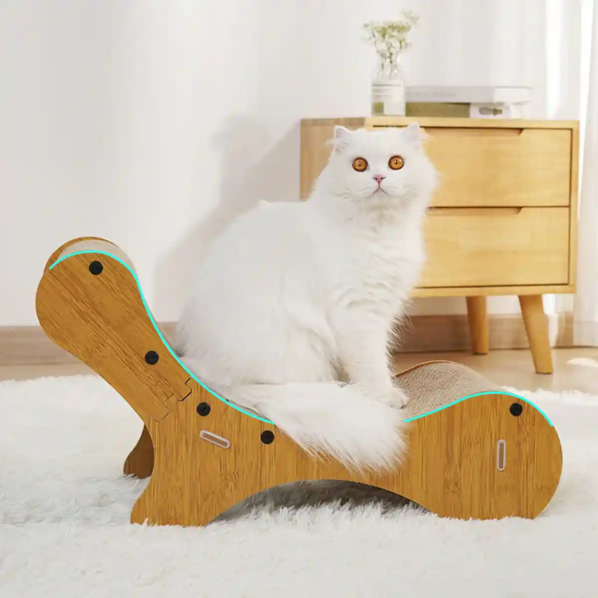 2-in-1 Cat Scratching Lounger with Curved Cardboard Surface