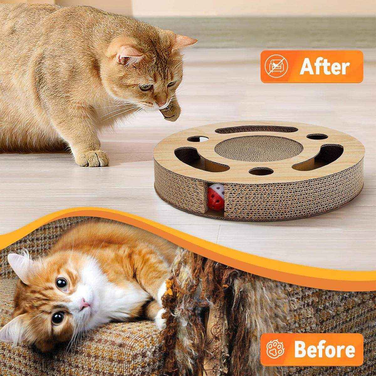Interactive Cat Scratching Toy Claw Pad & Turntable Ball Track