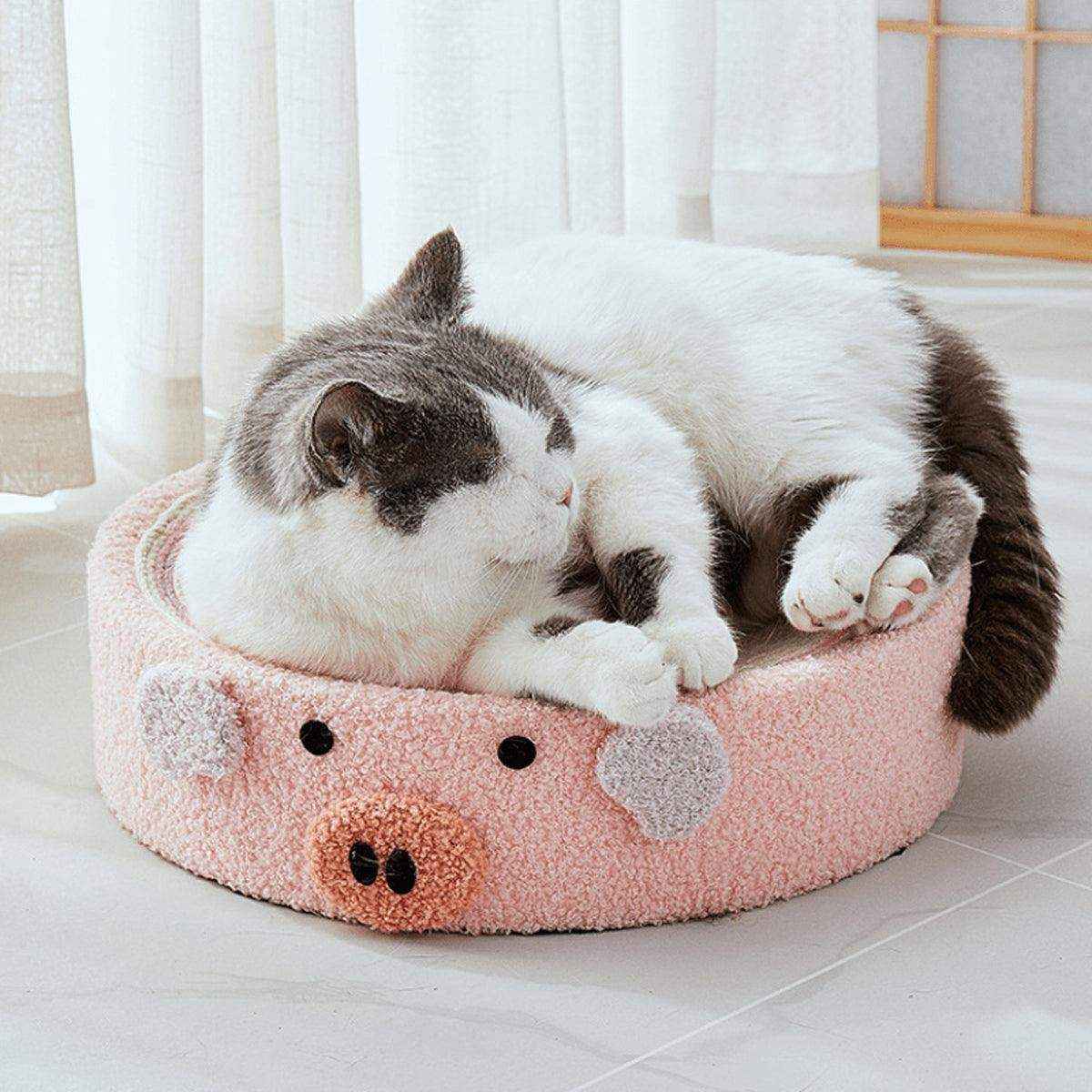 Cartoon-Inspired Cat Bed with Sisal Surface Multi-Use Cat Scratching Board