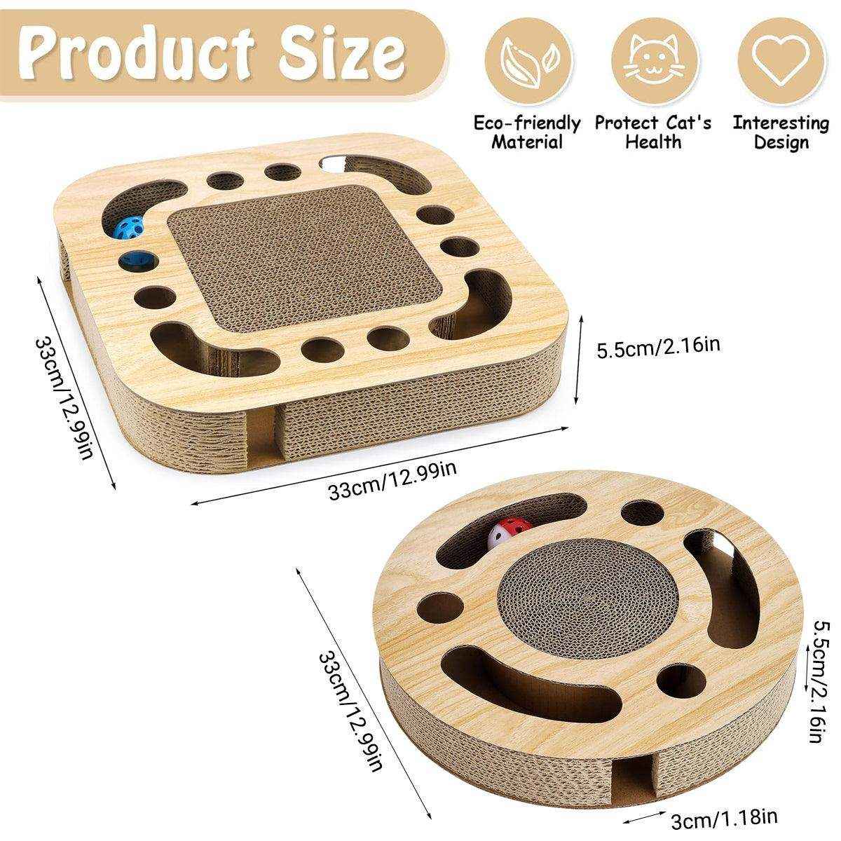 Interactive Cat Scratching Toy Claw Pad & Turntable Ball Track