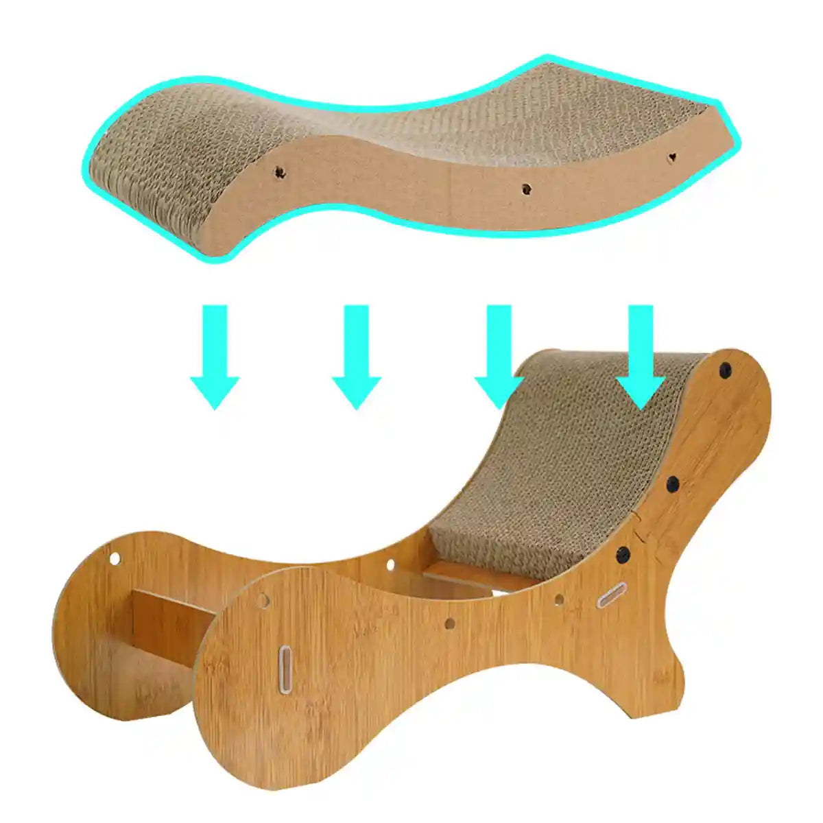 2-in-1 Cat Scratching Lounger with Curved Cardboard Surface