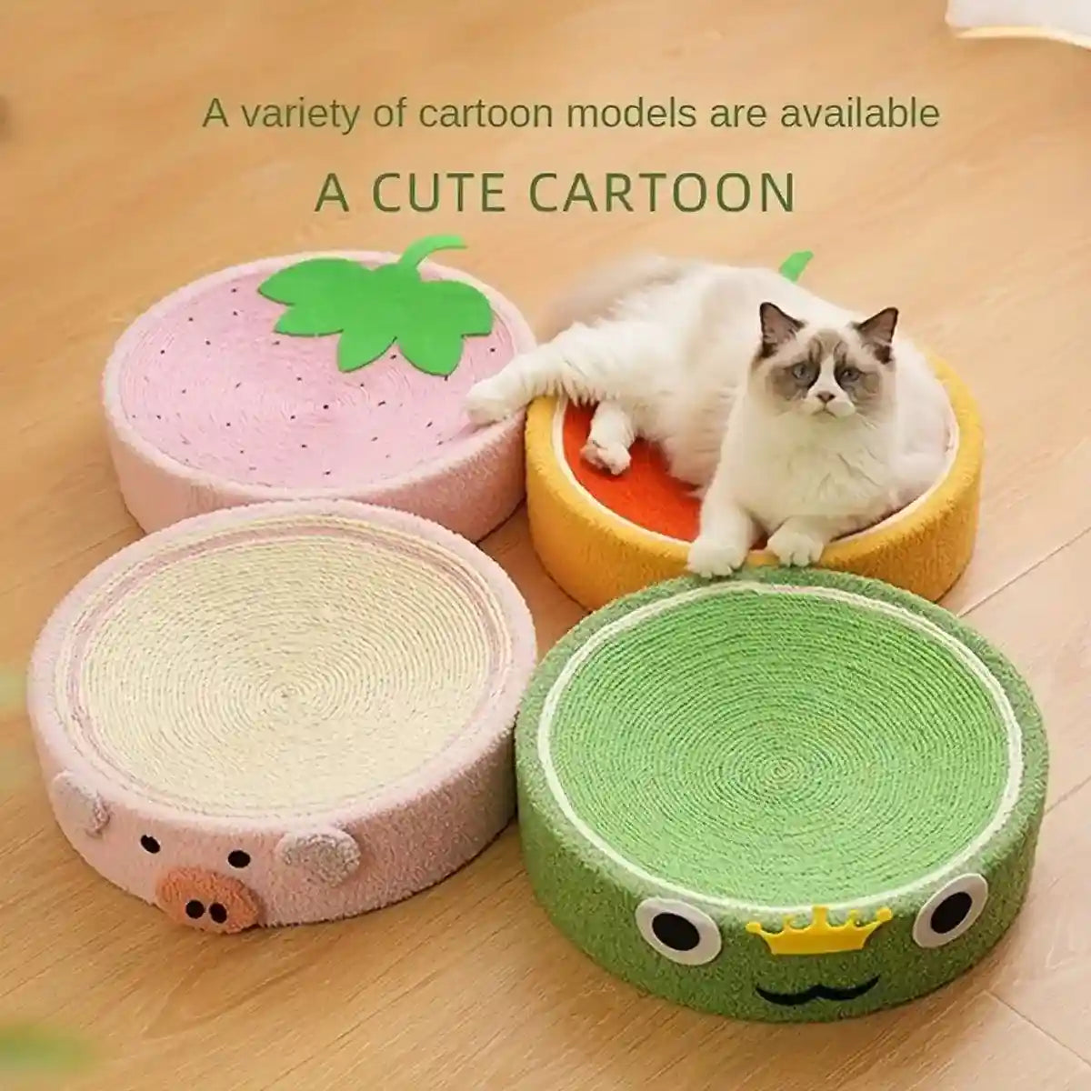 Cartoon-Inspired Cat Bed with Sisal Surface Multi-Use Cat Scratching Board