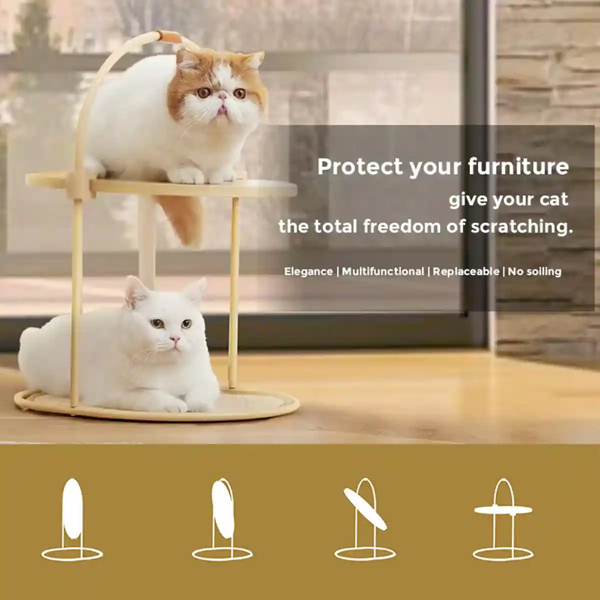 Multifunctional Cat Scratching Board with Replaceable Sisal Mat