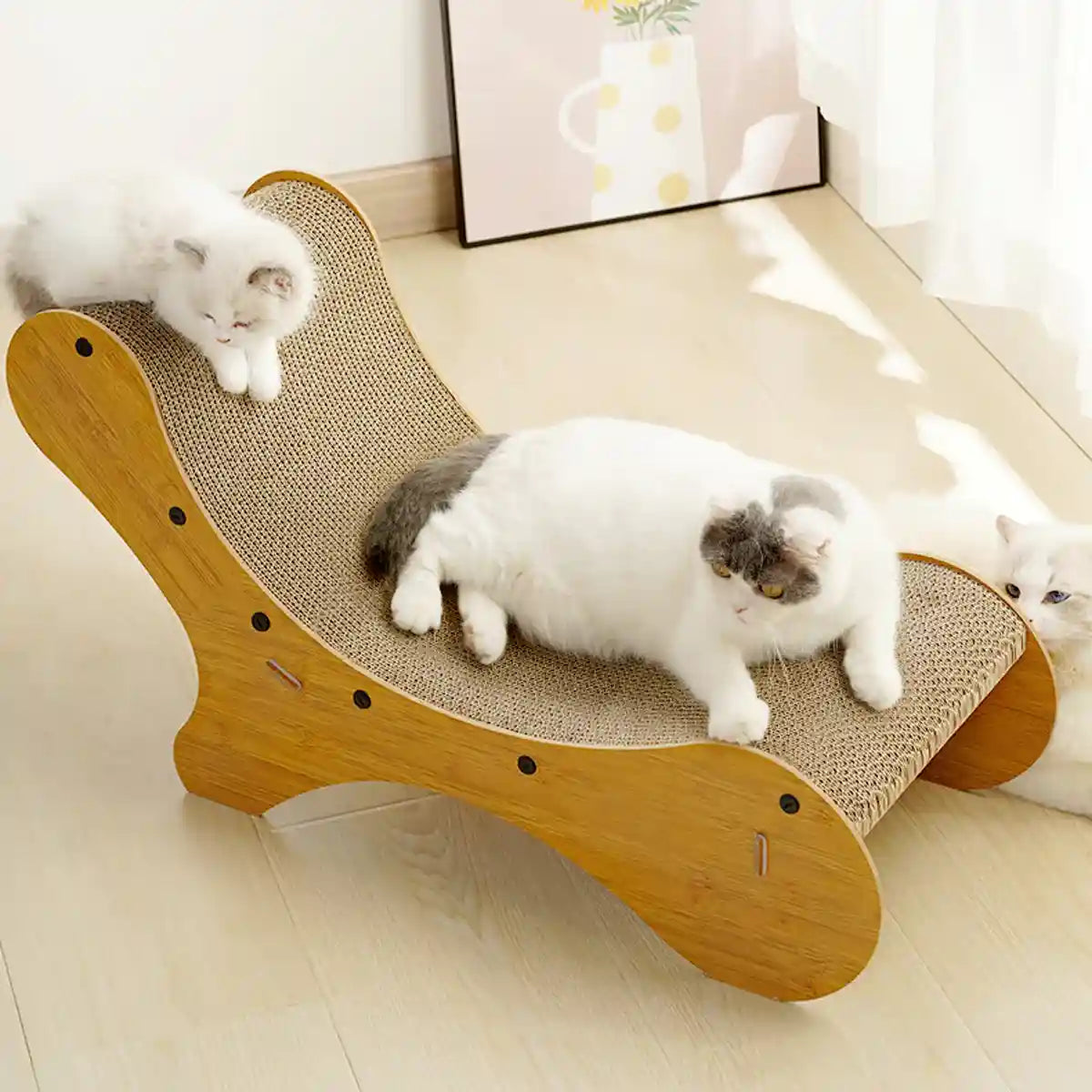 2-in-1 Cat Scratching Lounger with Curved Cardboard Surface