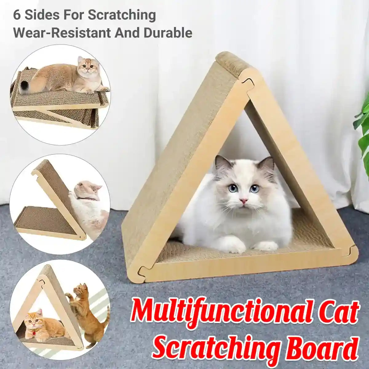Triangular Foldable Cat Scratching Board Corrugated Cardboard