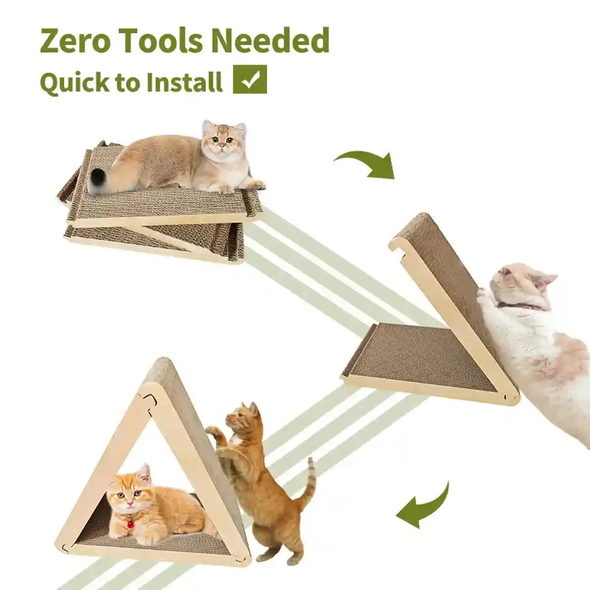 Triangular Foldable Cat Scratching Board Corrugated Cardboard