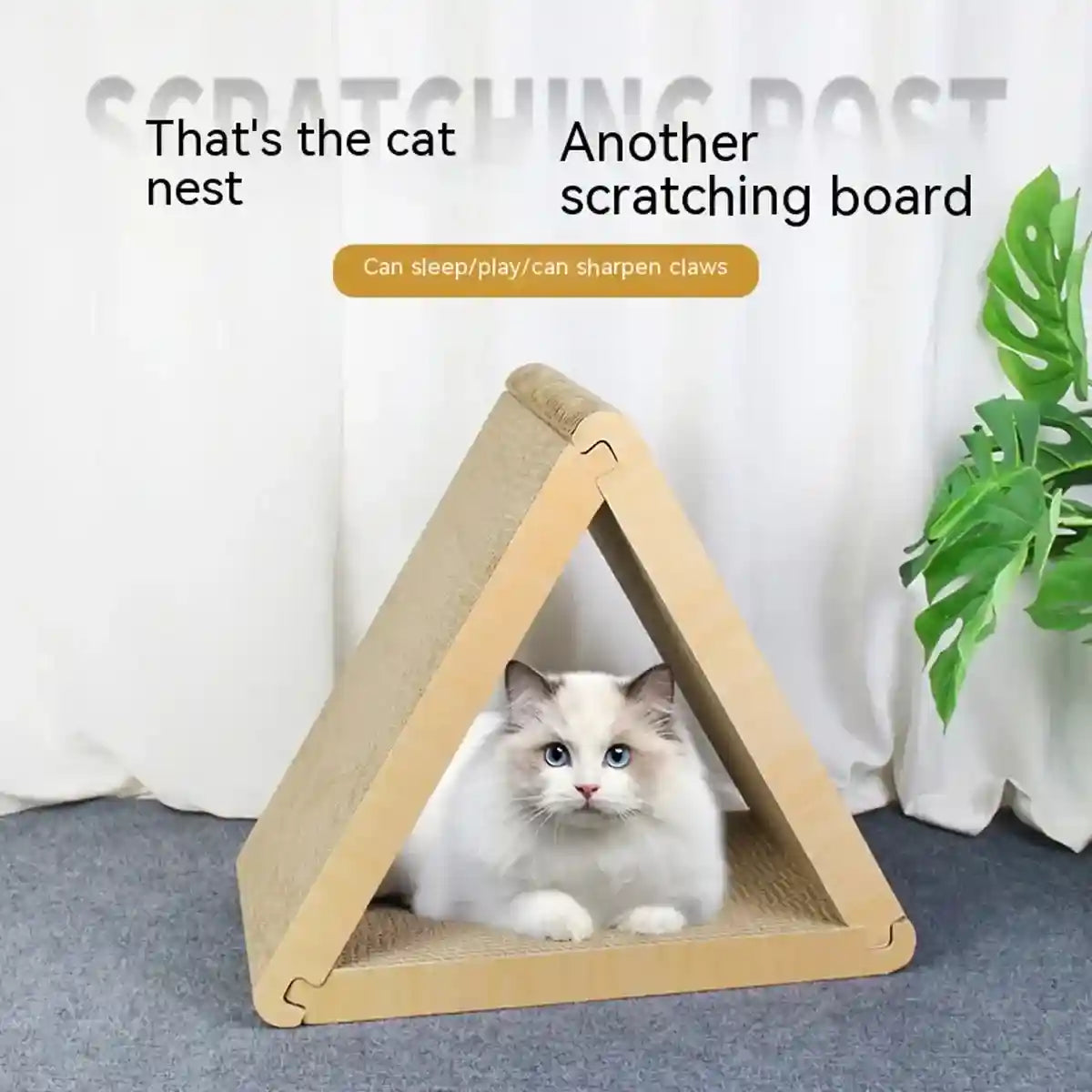 Triangular Foldable Cat Scratching Board Corrugated Cardboard