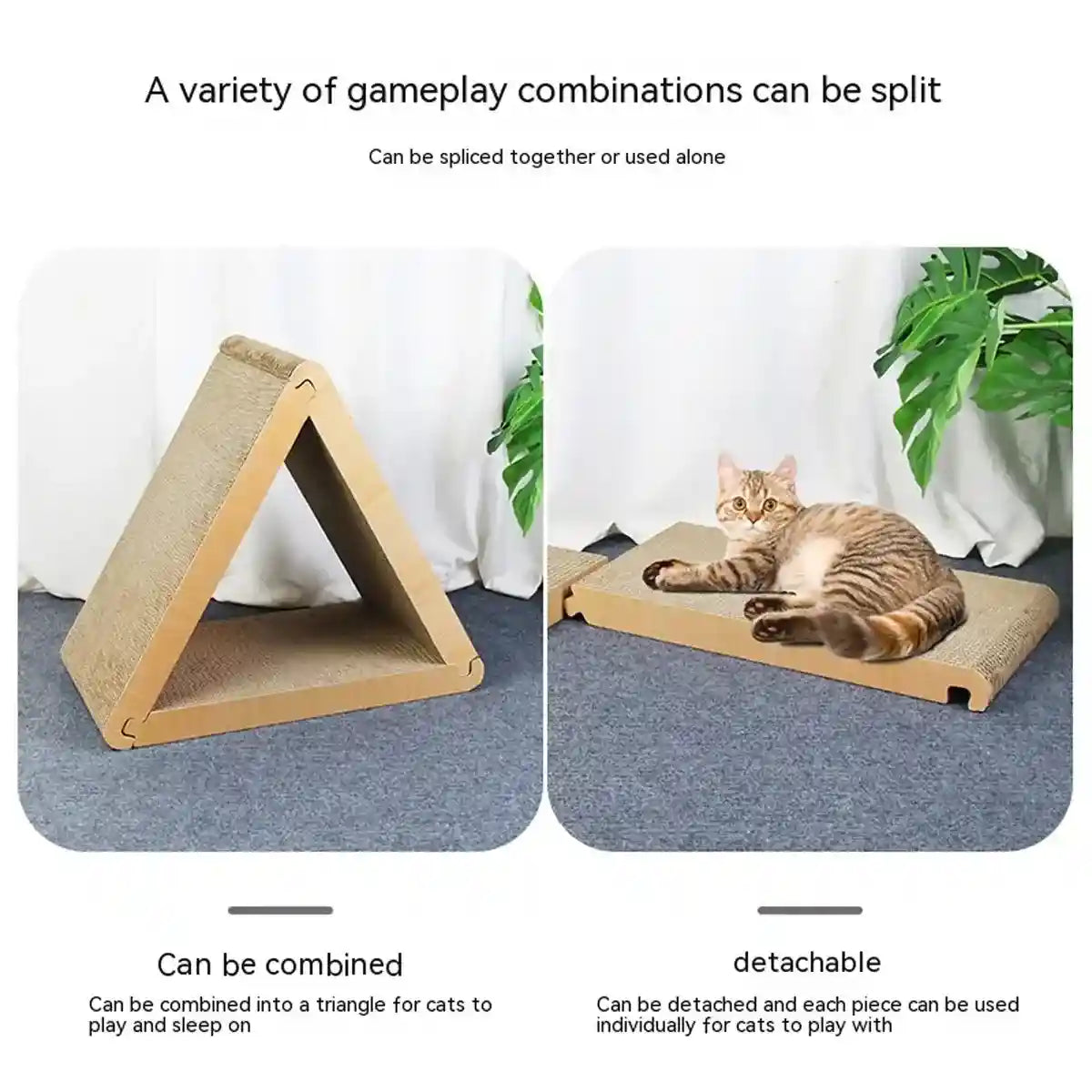 Triangular Foldable Cat Scratching Board Corrugated Cardboard