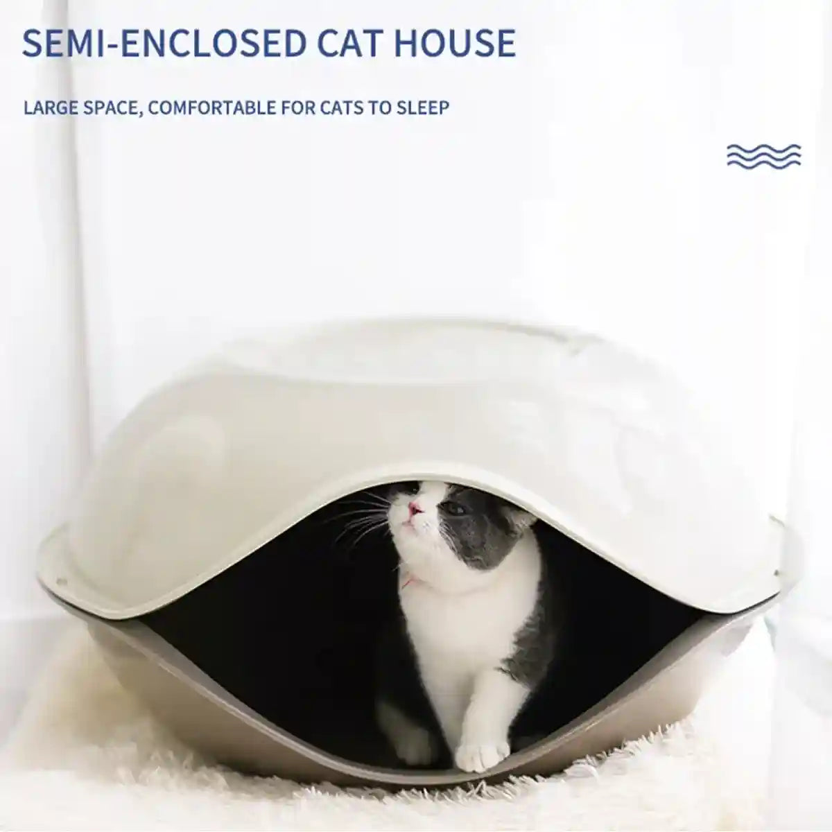 Semi Enclosed Eggshell Cat Bed for Indoor Use