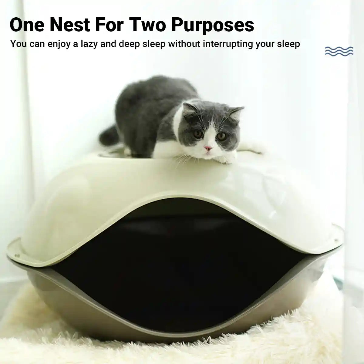 Semi Enclosed Eggshell Cat Bed for Indoor Use