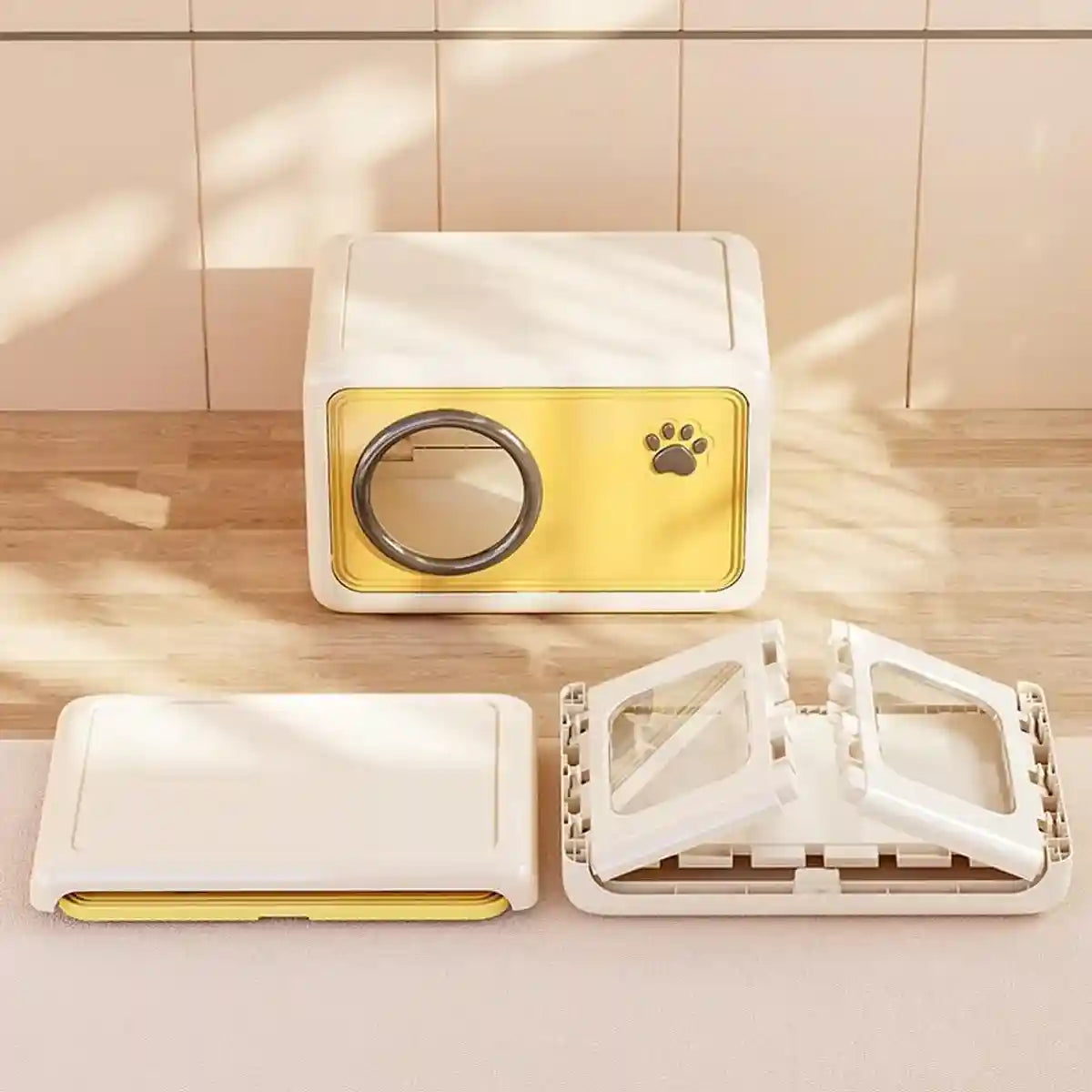 Semi-Enclosed Pet Nest Foldable Cat House With Retractable Lid