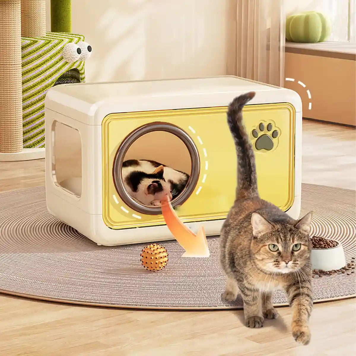Semi-Enclosed Pet Nest Foldable Cat House With Retractable Lid