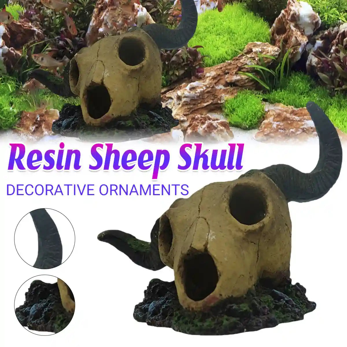 Resin Skull Aquarium Decoration Horror Style Fish Tank & Reptile Ornament