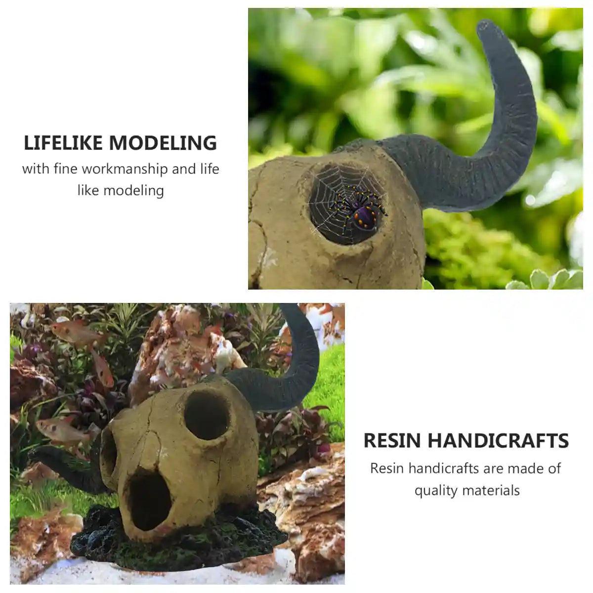 Resin Skull Aquarium Decoration Horror Style Fish Tank & Reptile Ornament