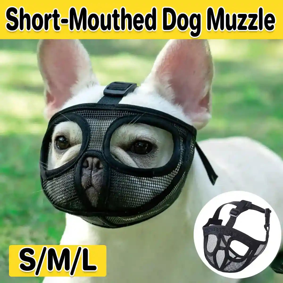 Mesh Dog Muzzle for Short-Mouthed Breeds – Breathable & Adjustable