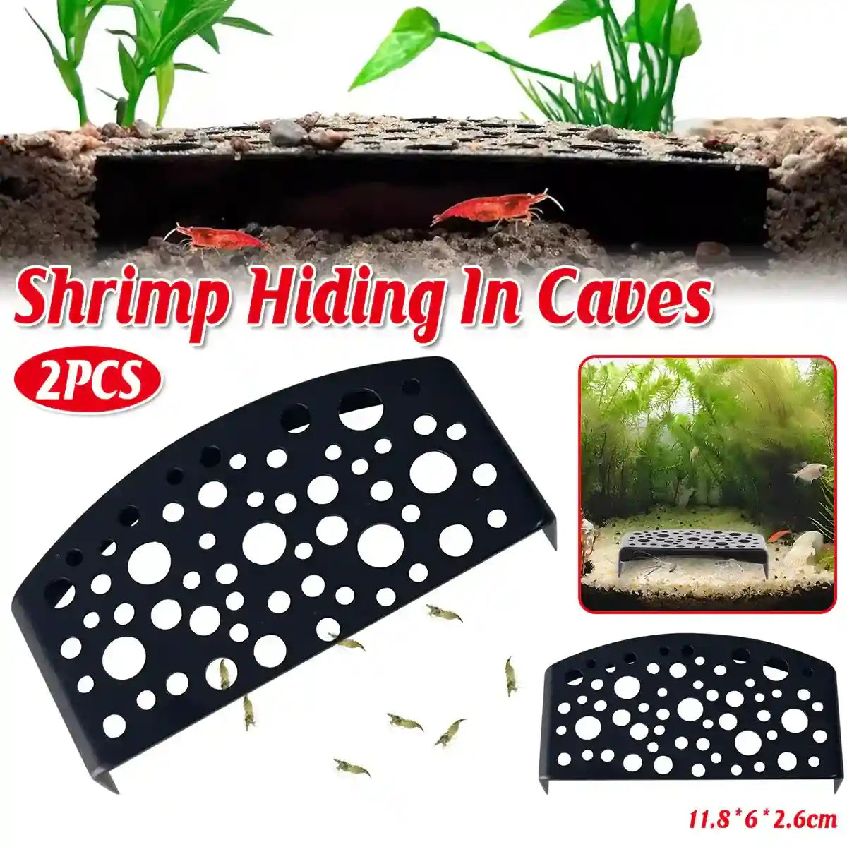 2PCS Shrimp Hiding Cave Shelters for Aquarium Breeding & Aquascaping