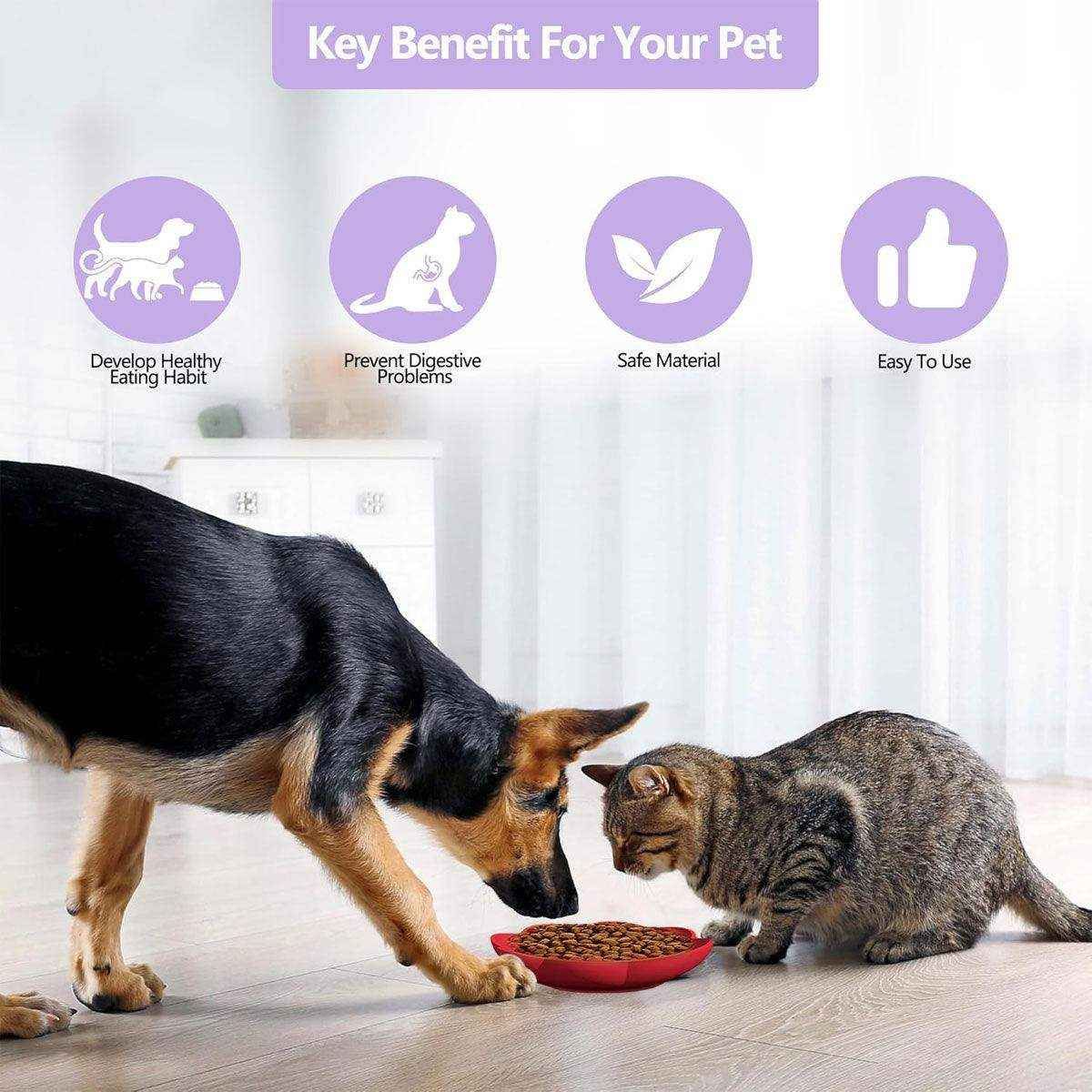 Rose-Shaped Slow Feeder Dog Bowl with Non-Slip Suction Base